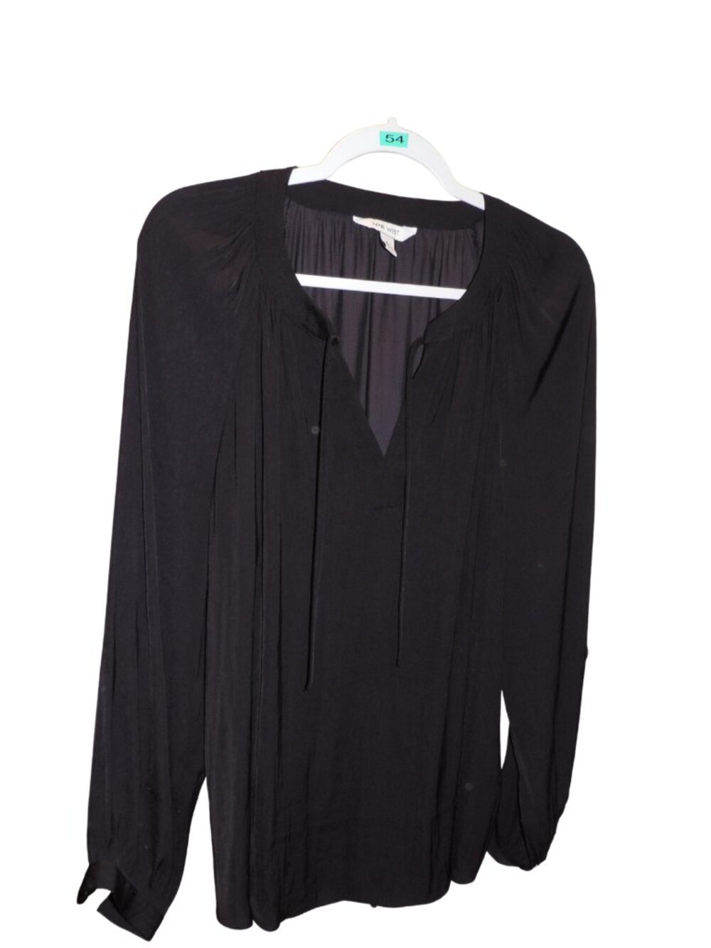 Nine West Black Long-Sleeve Peasant Blouse